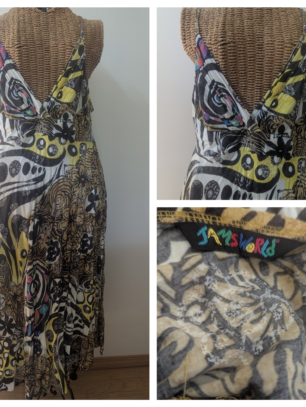Jams World Multi-Color Floral Swirl Halter Sundress M - Picture 4 of 5